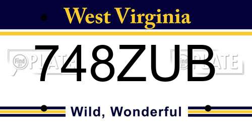 748ZUB West Virginia License Plate