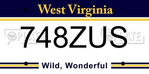 748ZUS West Virginia License Plate