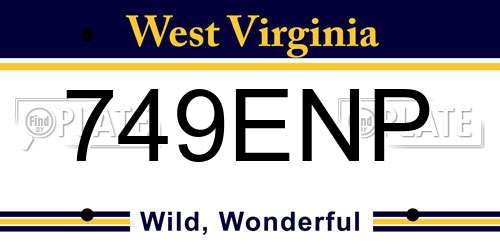 749ENP West Virginia License Plate