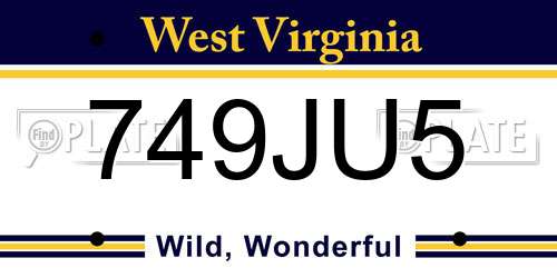 749JU5 West Virginia License Plate