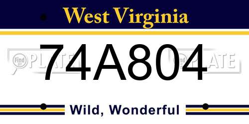 74A804 West Virginia License Plate