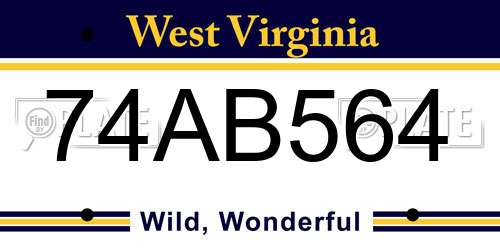 74AB564 West Virginia License Plate