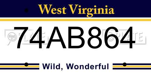 74AB864 West Virginia License Plate