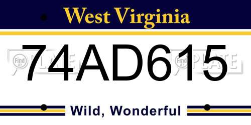 74AD615 West Virginia License Plate