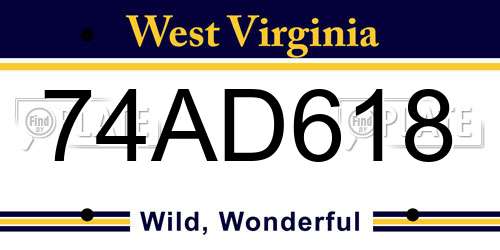 74AD618 West Virginia License Plate