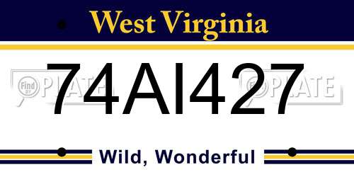 74AI427 West Virginia License Plate