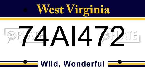 74AI472 West Virginia License Plate