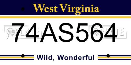 74AS564 West Virginia License Plate