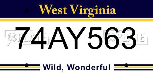 74AY563 West Virginia License Plate