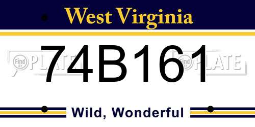 74B161 West Virginia License Plate