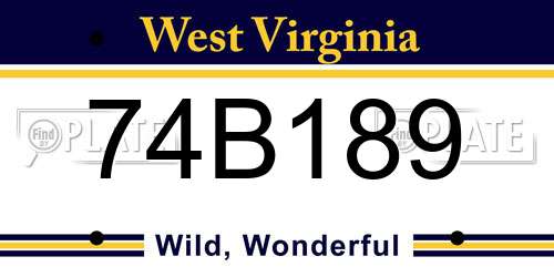 74B189 West Virginia License Plate