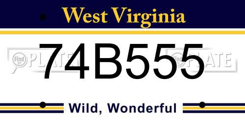 74B555 West Virginia License Plate