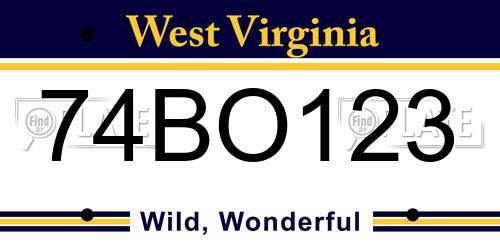 74BO123 West Virginia License Plate