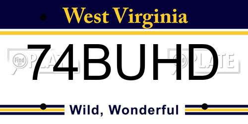 74BUHD West Virginia License Plate