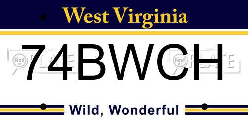 74BWCH West Virginia License Plate