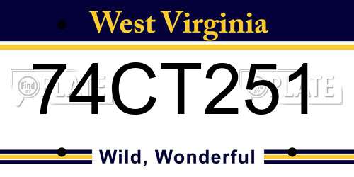 74CT251 West Virginia License Plate