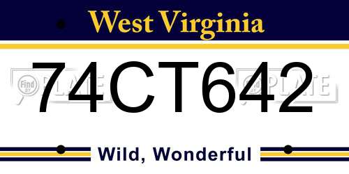 74CT642 West Virginia License Plate