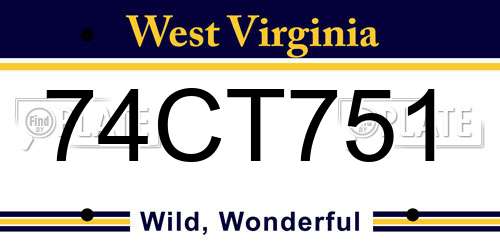 74CT751 West Virginia License Plate