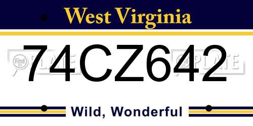 74CZ642 West Virginia License Plate
