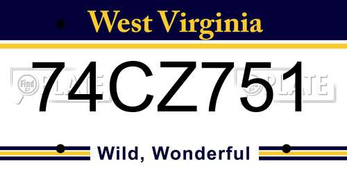 74CZ751 West Virginia License Plate