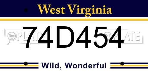 74D454 West Virginia License Plate