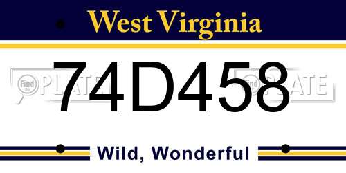 74D458 West Virginia License Plate