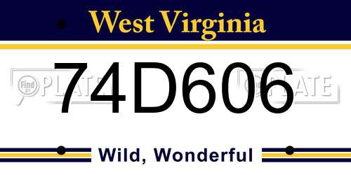 74D606 West Virginia License Plate