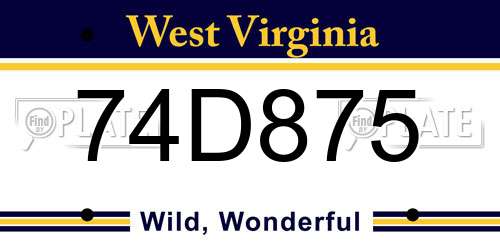74D875 West Virginia License Plate