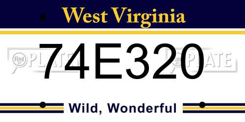 74E320 West Virginia License Plate