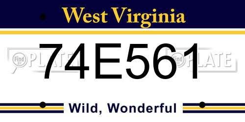 74E561 West Virginia License Plate