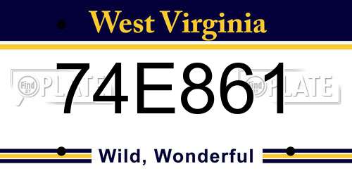 74E861 West Virginia License Plate