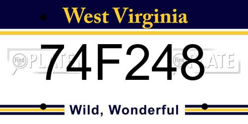 74F248 West Virginia License Plate