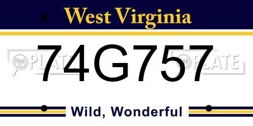 74G757 West Virginia License Plate