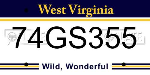 74GS355 West Virginia License Plate
