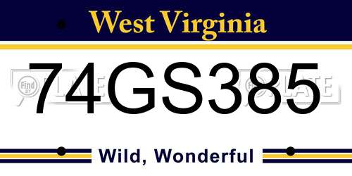 74GS385 West Virginia License Plate