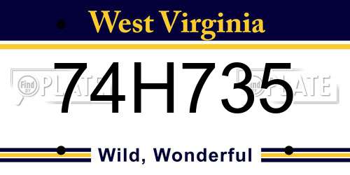 74H735 West Virginia License Plate