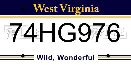 74HG976 West Virginia License Plate