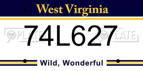 74L627 West Virginia License Plate