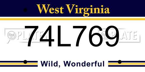 74L769 West Virginia License Plate