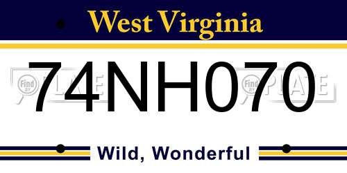 74NH070 West Virginia License Plate