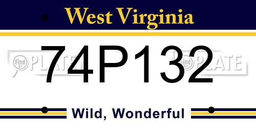 74P132 West Virginia License Plate