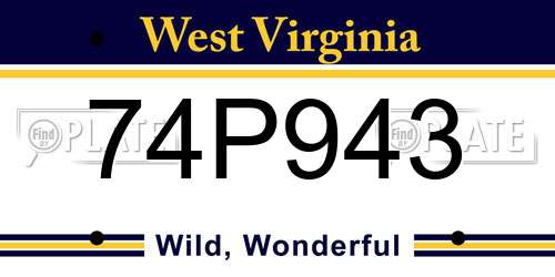 74P943 West Virginia License Plate