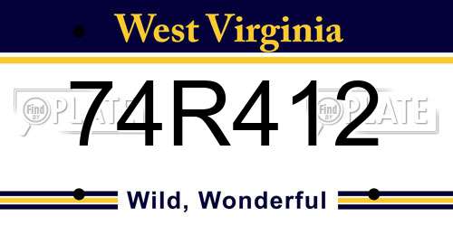 74R412 West Virginia License Plate