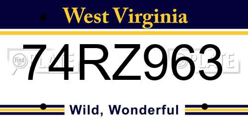 74RZ963 West Virginia License Plate