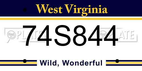 74S844 West Virginia License Plate