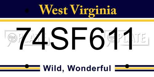 74SF611 West Virginia License Plate