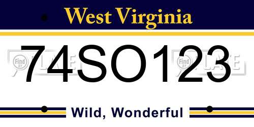 74SO123 West Virginia License Plate
