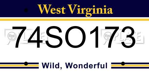 74SO173 West Virginia License Plate