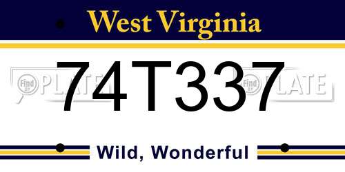 74T337 West Virginia License Plate