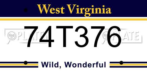 74T376 West Virginia License Plate